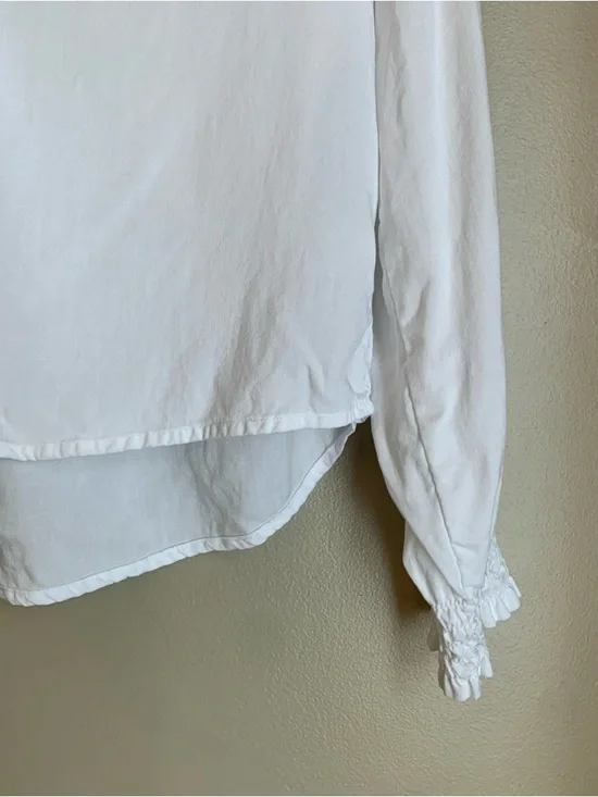 Cloth & Stone White Tencel Lyocell Peasant Blouse Petite Small Prairie Cottage - Picture 3 of 8